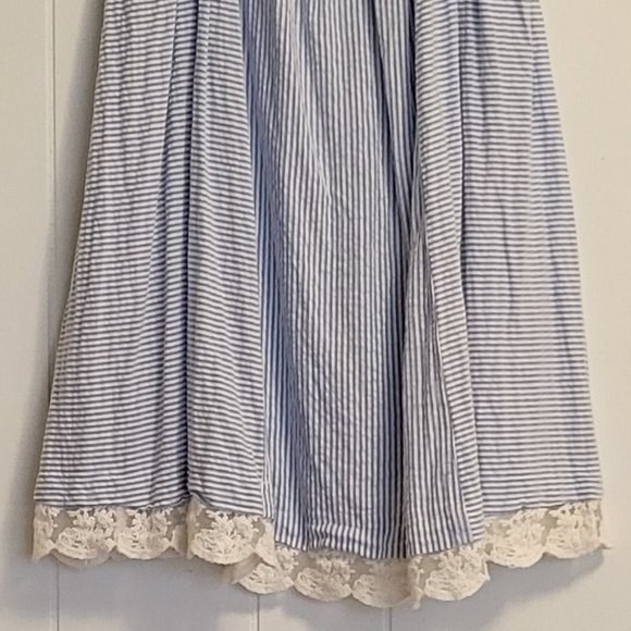 ❣️HP❣️Red Camel cotton seersucker adjustable straps & lace sundress sz:S - Picture 3 of 6